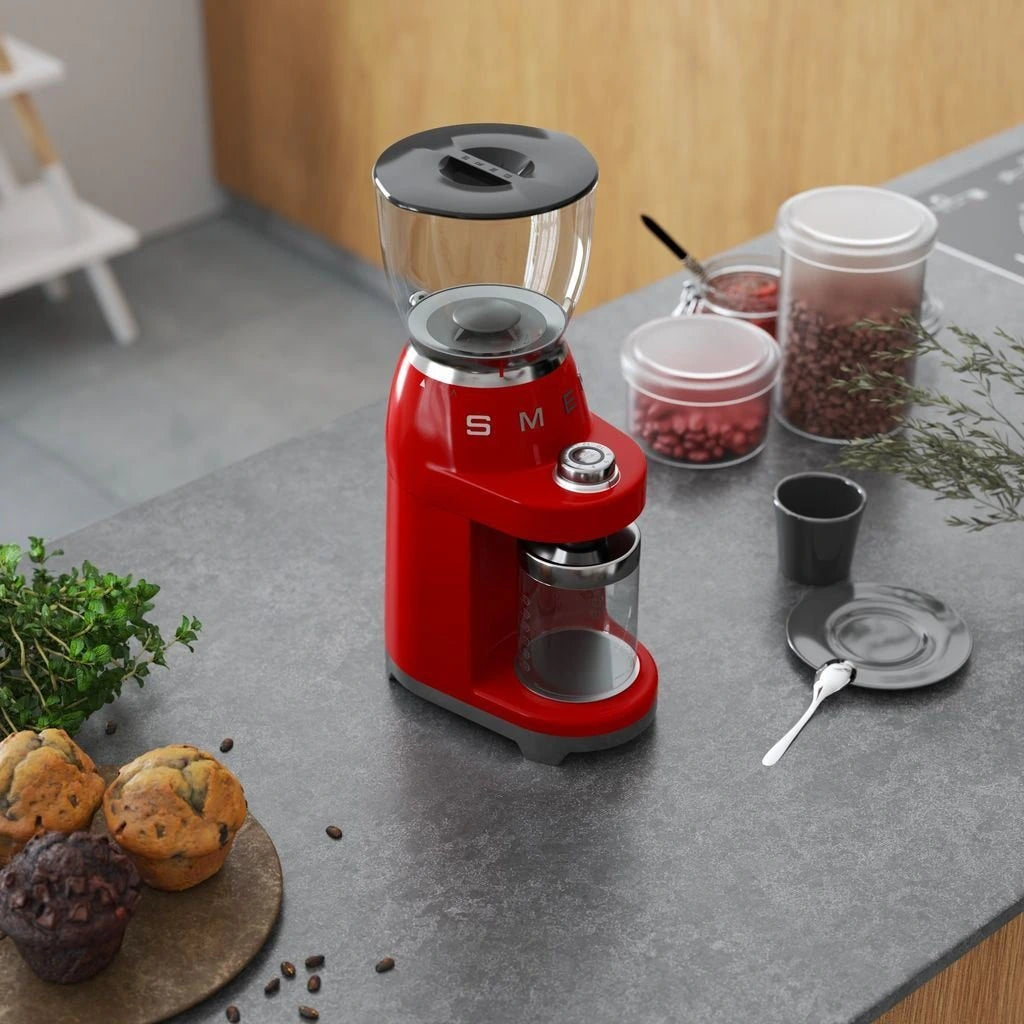 Râșniță de cafea Smeg CGF01RDEU, 150 W, 130 g, Roșu