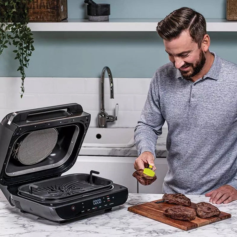 Grătar electric Ninja AG551EU, 2460W, 6 funcții, Oală de gătit 3,8 l, Friteuză 3,8 l, Negru