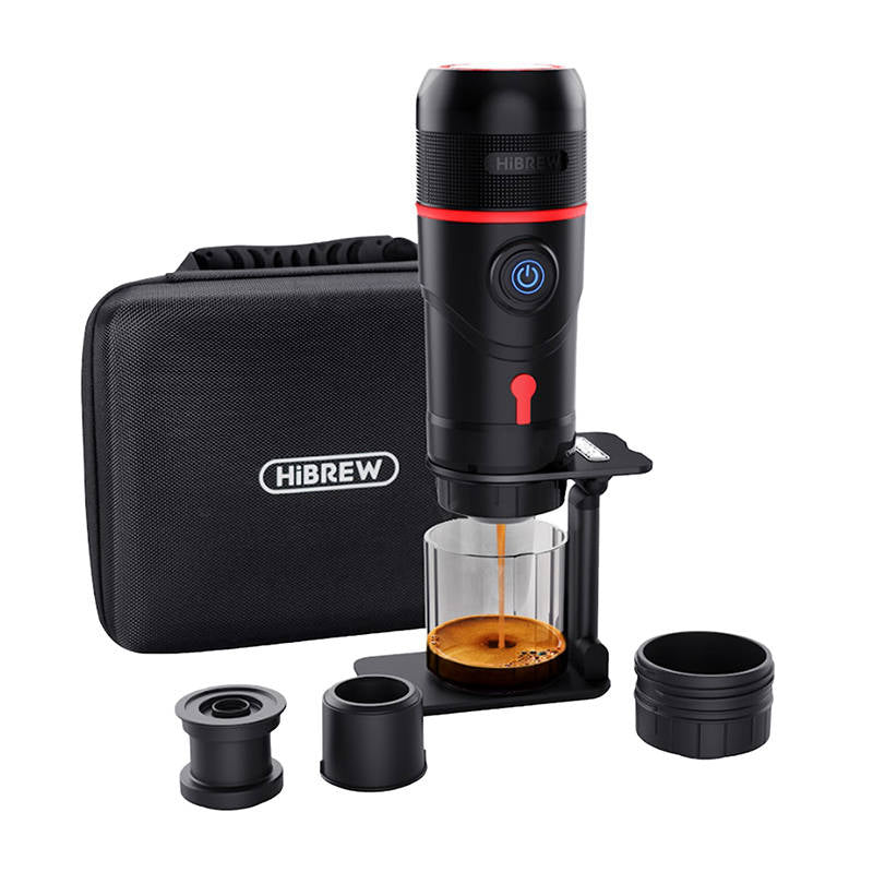 Cafetieră portabilă 3 în 1 HiBREW H4-premium, cu adaptor și husă, 15 bar, 80 W, 60