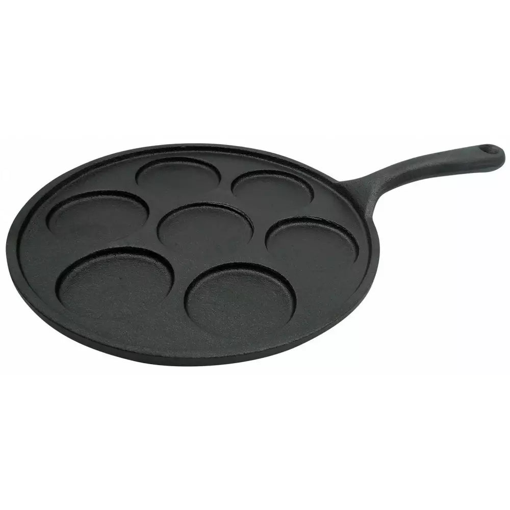 KingHoff 1263 Tigaie pentru clătite mini, 23 cm, 7 compartimente, Fontă, Negru