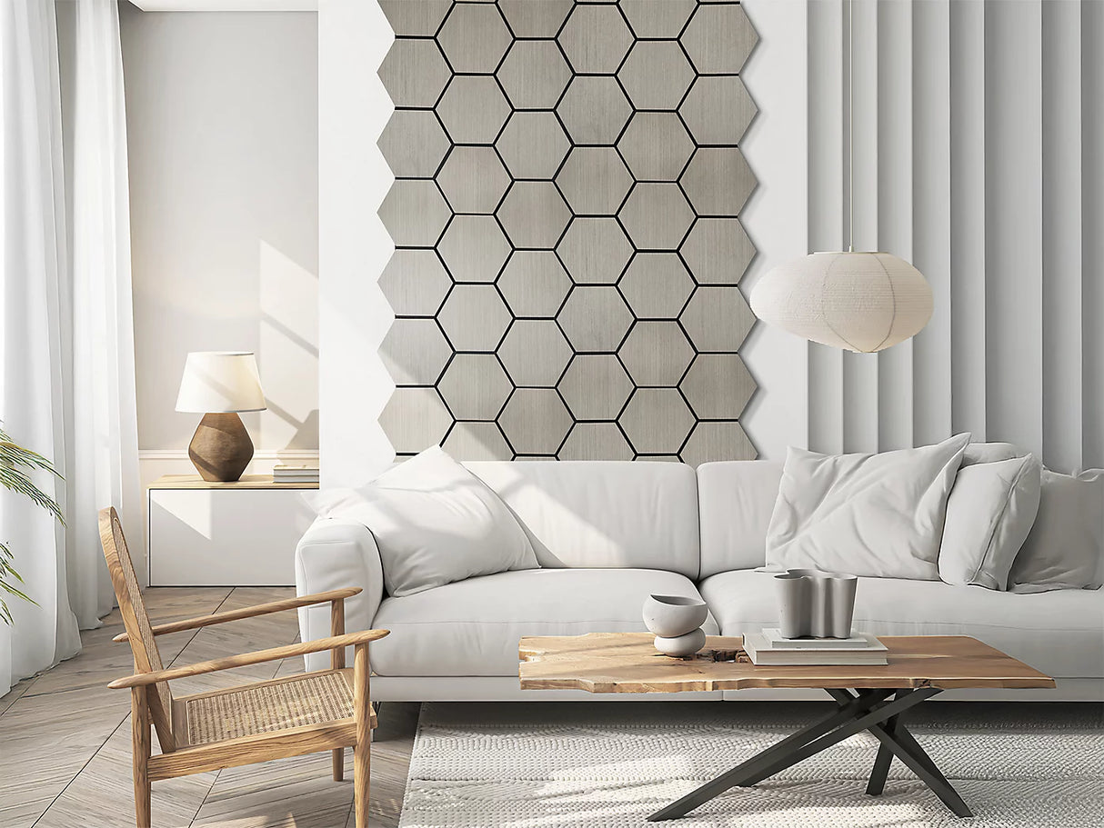 Panou decorativ Atmosphera Hexagon, 56x69 cm, bej, MDF