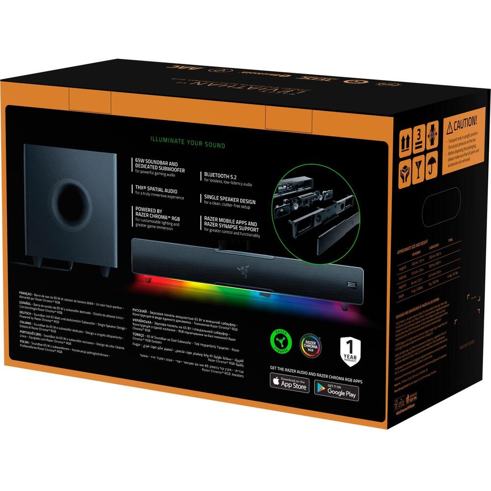 Bară de sunet Razer Leviathan V2, cu subwoofer