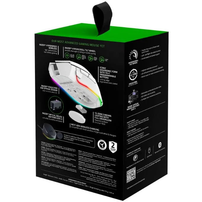 Mouse de gaming wireless Razer Basilisk V3 PRO, 30k DPI, alb
