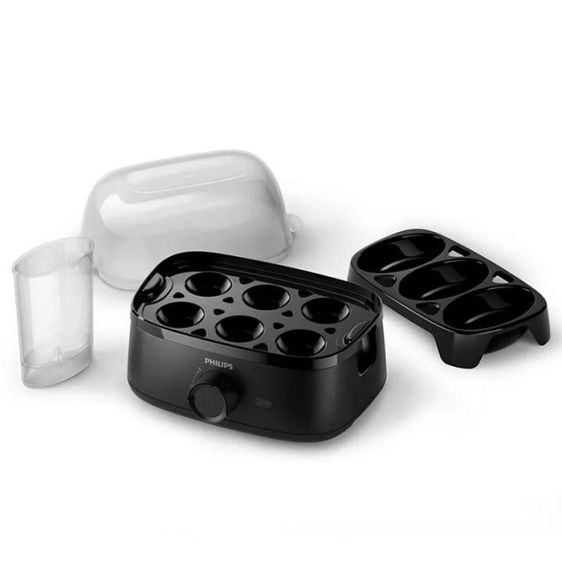Philips HD9137/90 Fierbător de ouă, 400 W, 6 ouă, indicator luminos, semnal sonor, sticlă gradată, Negru