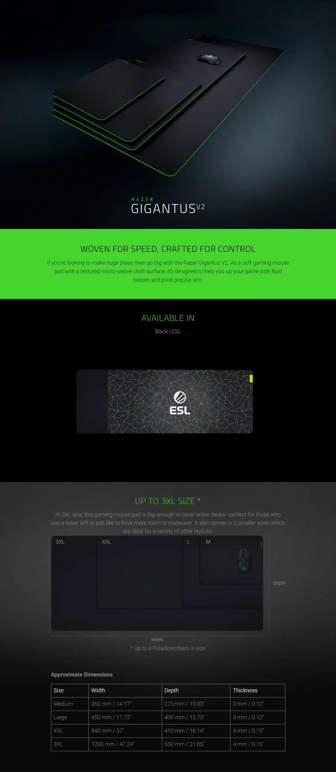 Mouse pad de gaming Razer Gigantus V2, dimensiune mare
