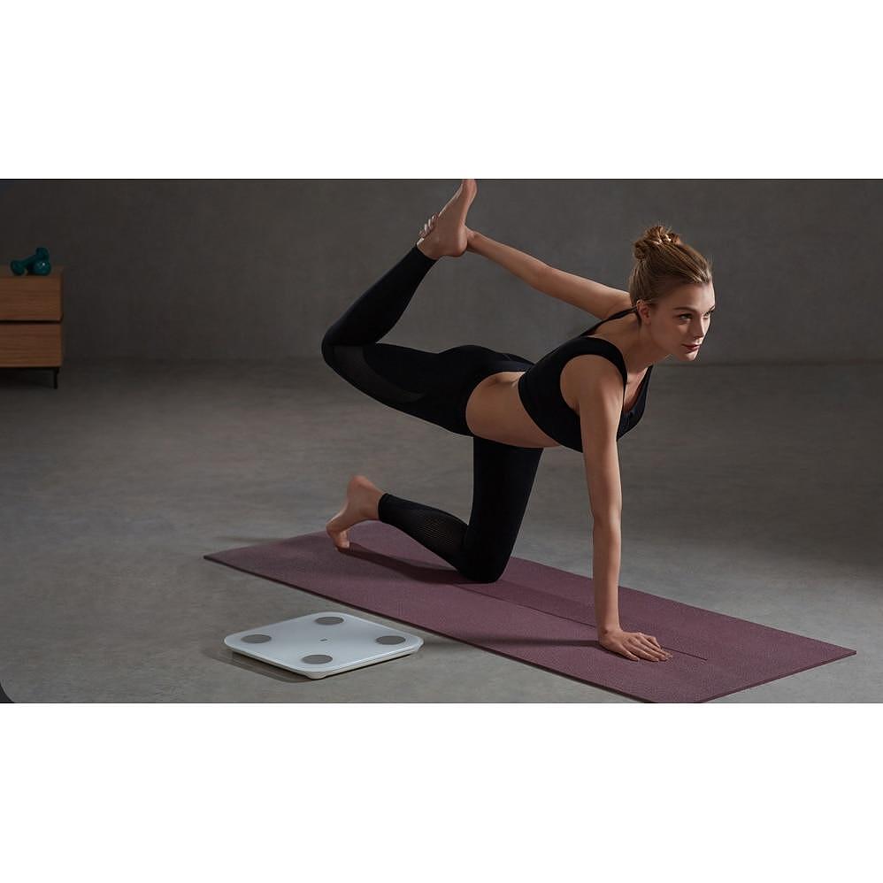 Cântar de compoziție corporală Xiaomi Mi 2, inteligent, până la 150 kg, conexiune Bluetooth, sticlă securizată, vârstă metabolică, procent muscular, alb
