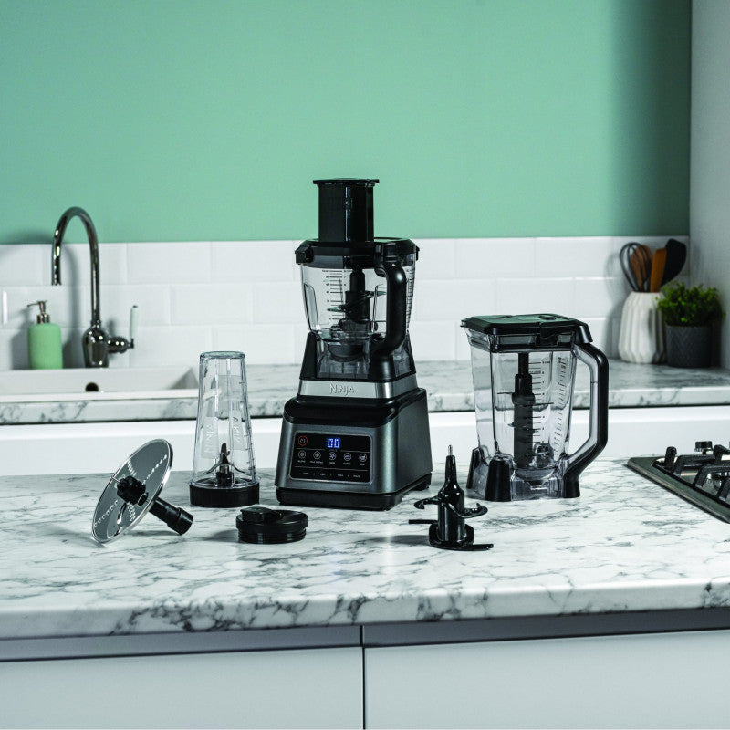 Robot de bucătărie Ninja BN800EU 3 în 1, 1200 W, 5 programe Auto-iQ, boluri de 1,8 l și 2,1 l, pahar de 0,7 l, negru/argintiu
