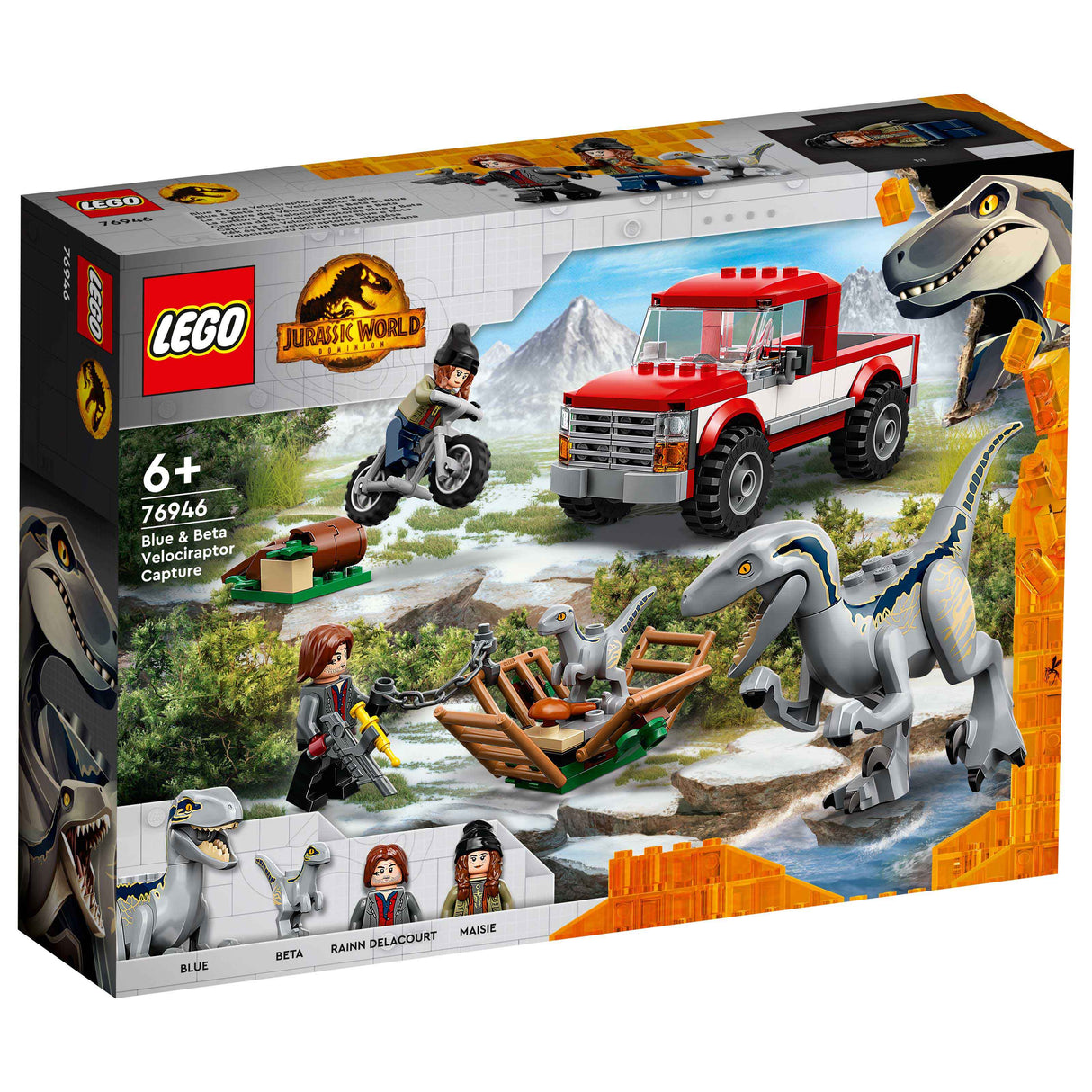 LEGO® Jurassic World - Capturarea Velociraptorului Albastru și Beta 76946, 181 de piese