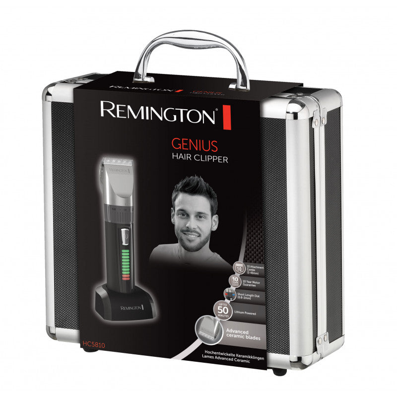 Mașină de tuns Remington HC5810 Genius, fără fir, 10 accesorii, negru/gri
