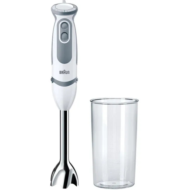Blender Braun Multiquick 5200, 1000W, 0.6l, 21 setări de viteză, Alb/gri