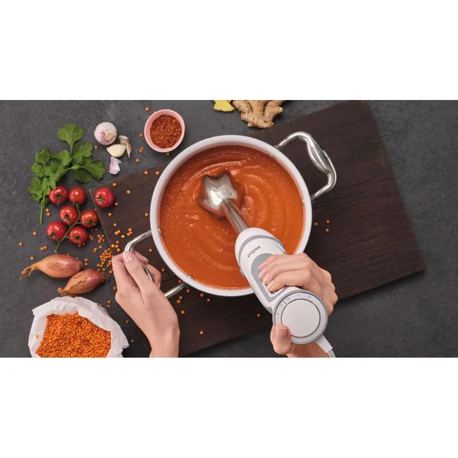 Blender Braun Multiquick 5200, 1000W, 0.6l, 21 setări de viteză, Alb/gri