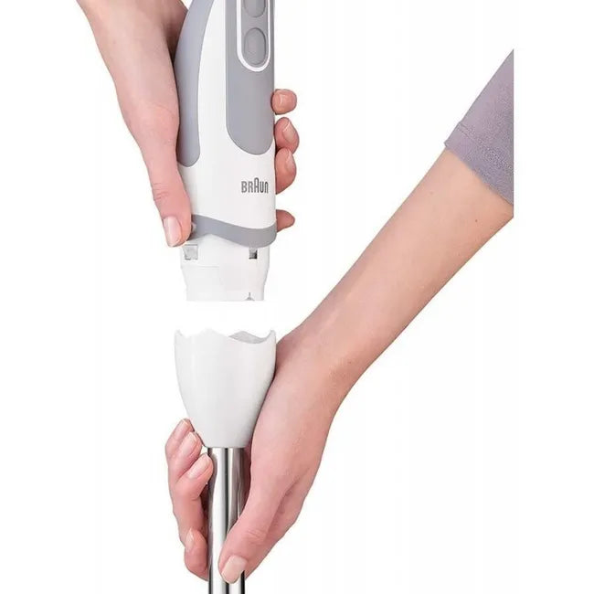 Blender Braun Multiquick 5200, 1000W, 0.6l, 21 setări de viteză, Alb/gri