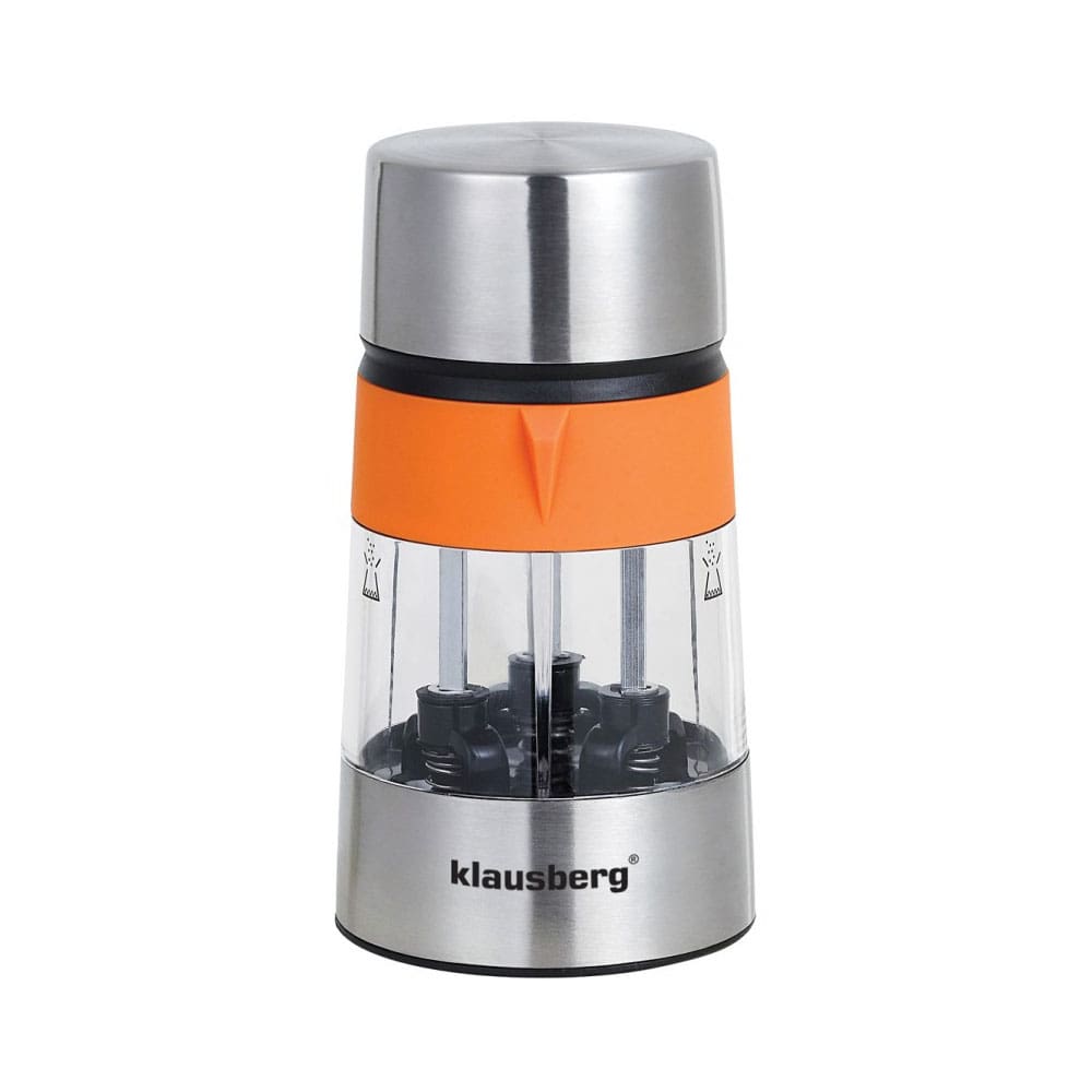 Râșniță de sare și piper 3 în 1, condimente Klausberg KB-7020, 3 compartimente, oțel inoxidabil