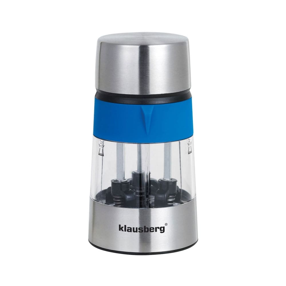 Râșniță de sare și piper 3 în 1, condimente Klausberg KB-7020, 3 compartimente, oțel inoxidabil