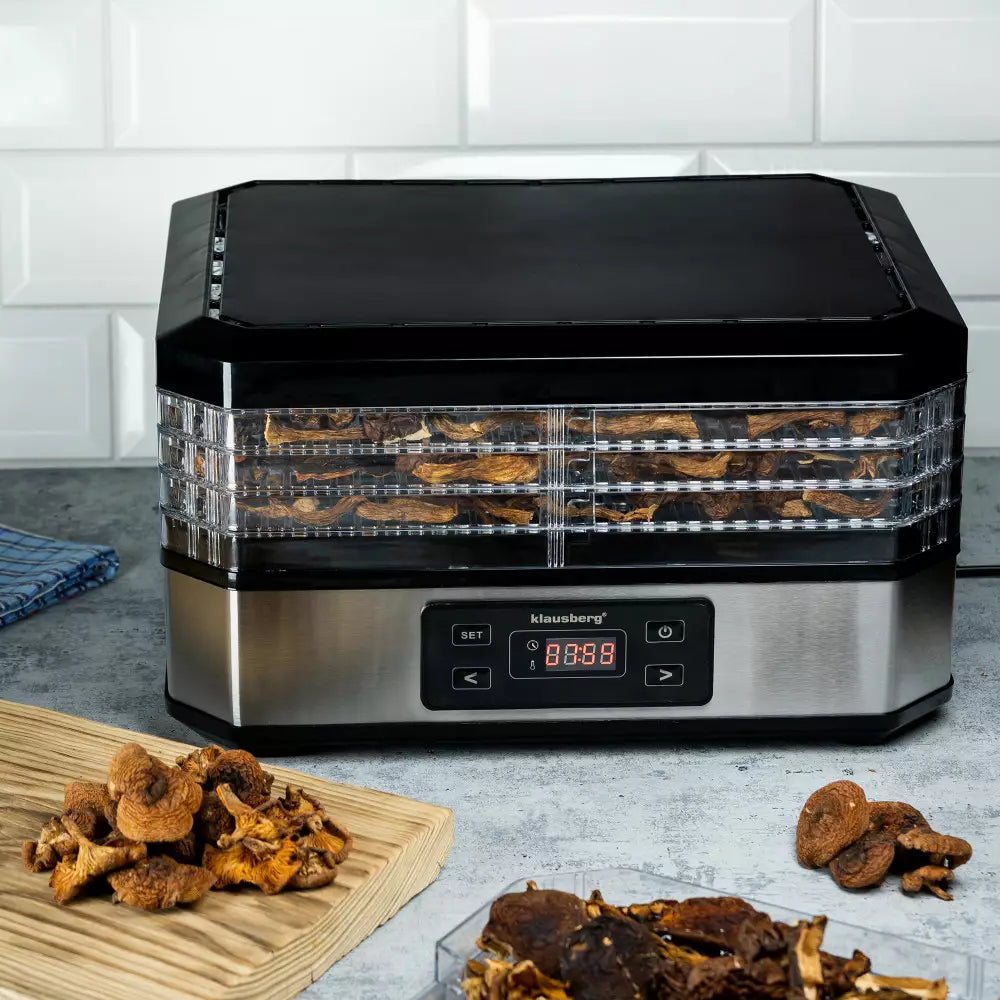 Uscător de fructe Klausberg 7569, 350 W, LED, 220-240 V, Argintiu/Negru