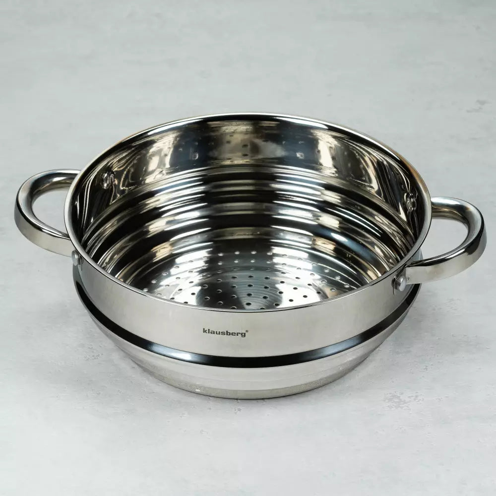 Aparat de gătit la abur Klausberg 7587, Pentru vase de 20-22-24 cm, Oțel inoxidabil