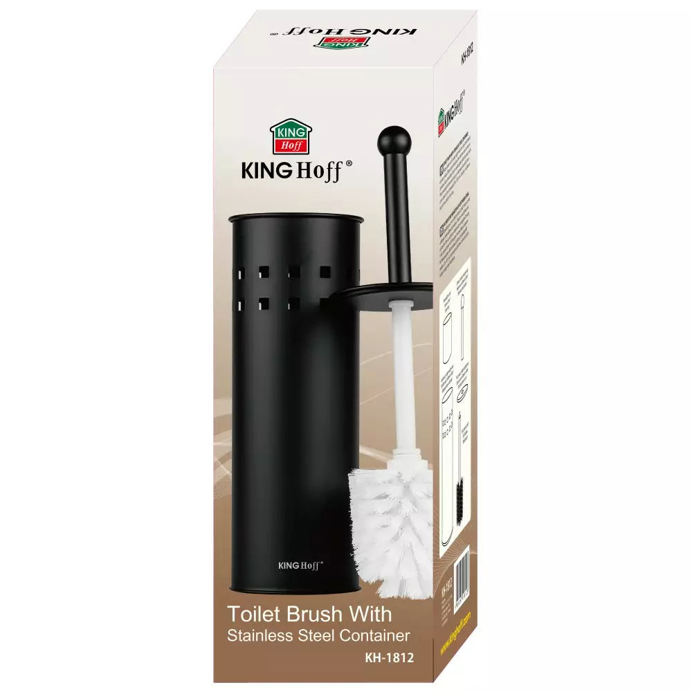 Perie de toaletă KingHoff 1812, 39,5 cm, oțel negru
