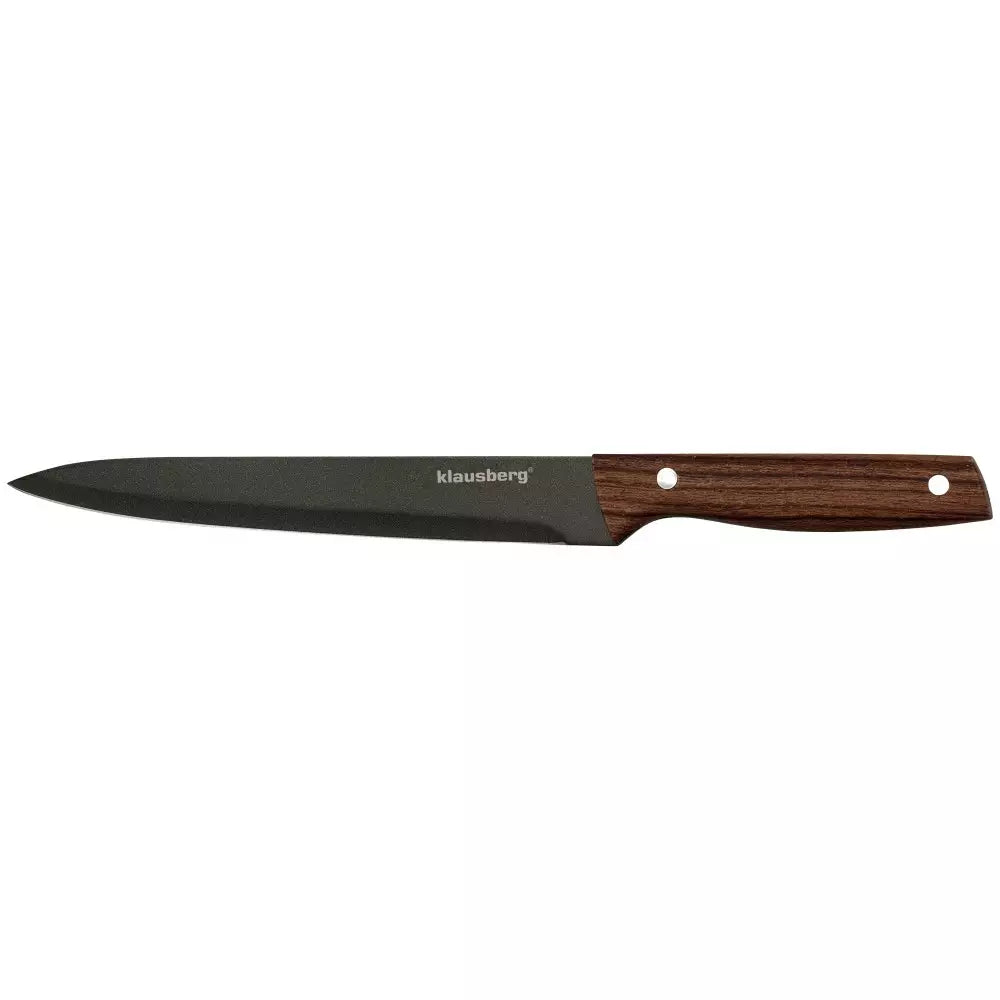 Set cuțite cu suport Klausberg 7616, 6 piese, Inox, Maro/Gri