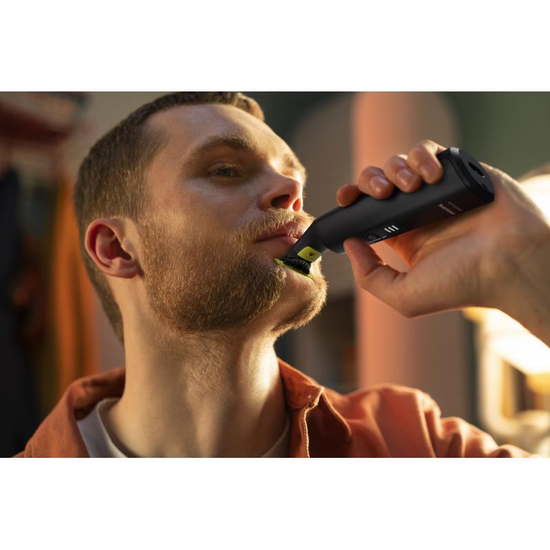 Aparat de tuns Philips Pro 360 QP6541/15, OneBlade, Durată de viață a bateriei 90 min, Indicator LED, Negru/Galben