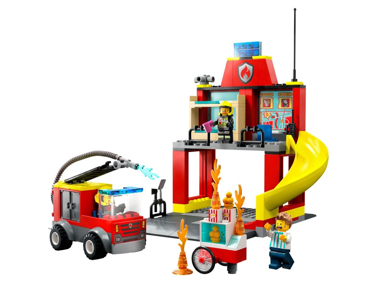 LEGO® City - Stație de pompieri și mașină de pompieri 60375, 153 de piese
