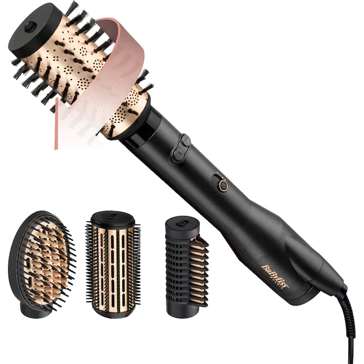 Perie electrică de păr BaByliss Big Hair Luxe AS970E, 650W + 4 accesorii, tehnologie ionică, înveliș ceramic, jet de aer rece, negru mat / auriu