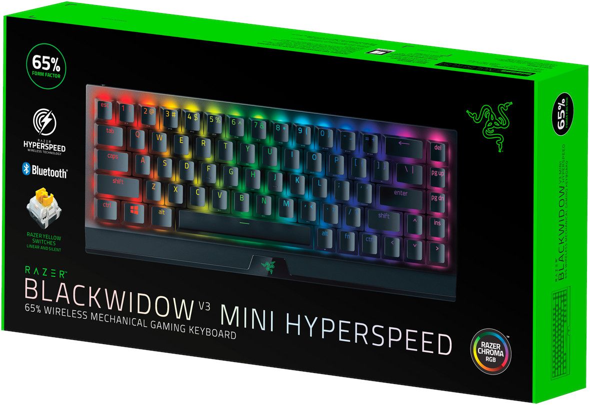 Tastatură de gaming Razer BlackWidow V3 Mini, switch-uri optice galbene, neagră