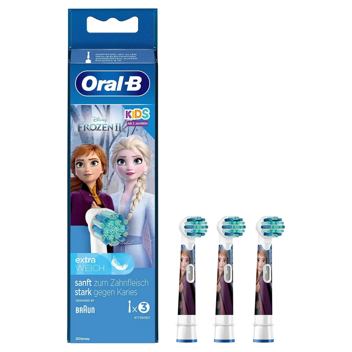 Cap de periuță de dinți electrică Oral-B Frozen pentru copii EB10S-3, 3 bucăți
