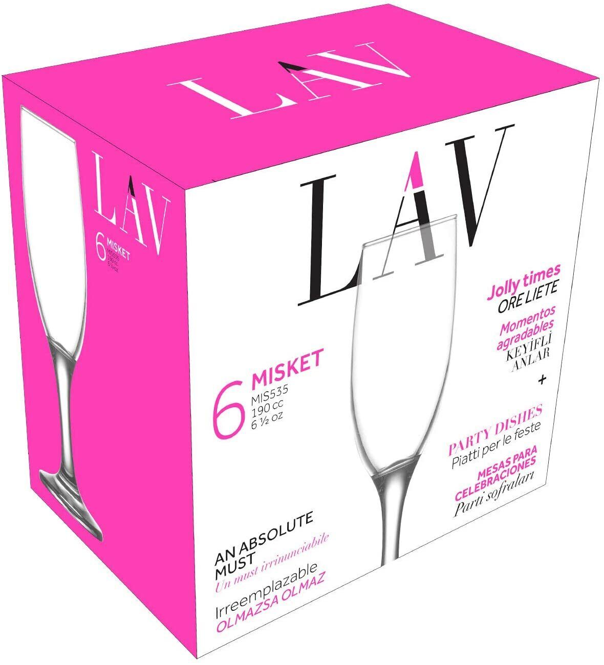 Set pahare de sampanie LAV Misket, 190 ml, 6 buc