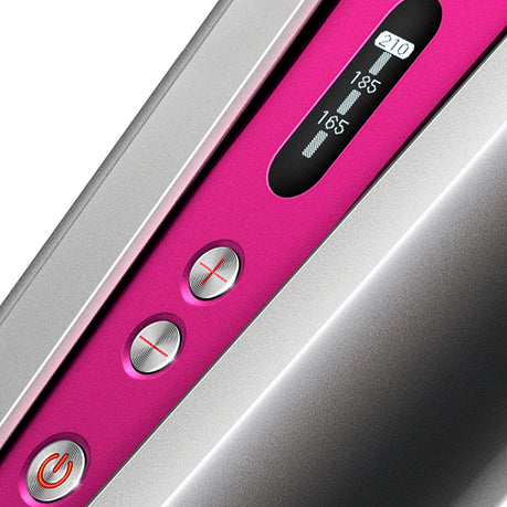 Placă de îndreptat părul Dyson Corrale HS03, 3 setări de temperatură, afișaj OLED, utilizare cu fir și fără fir, gri/fuchsia