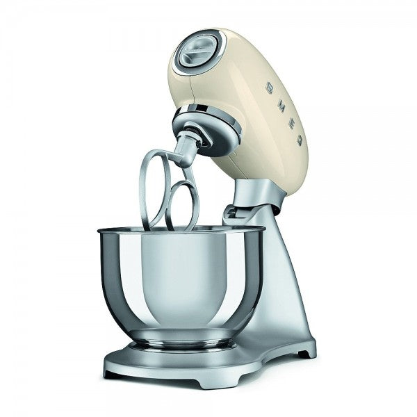 Mixer cu bol Smeg SMF02CREU, 800W, 4,8 l, Cremă/Argintiu