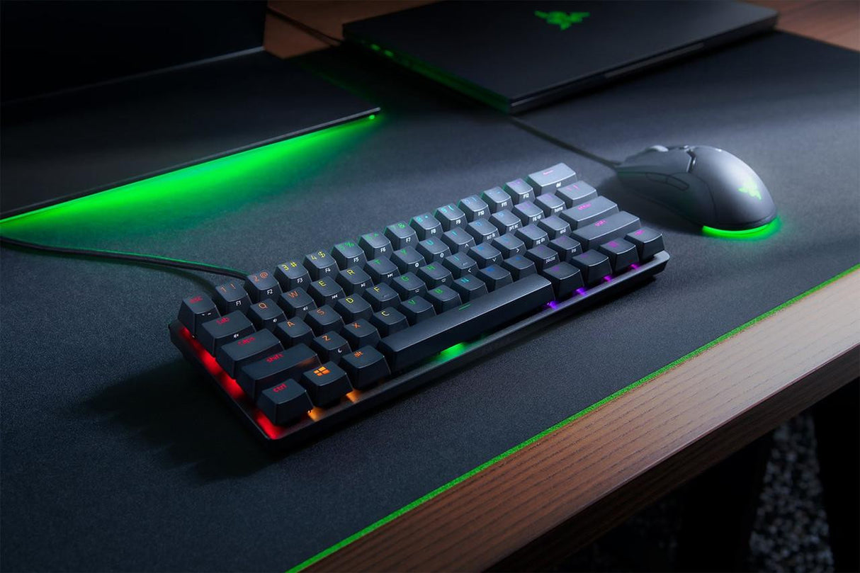Tastatură de gaming Razer Huntsman Mini, switch-uri optice mov, neagră