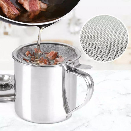 Oală pentru ulei KingHoff 1726, 1,2 l, strecurătoare, 12,5 x 11,5 cm, oțel inoxidabil