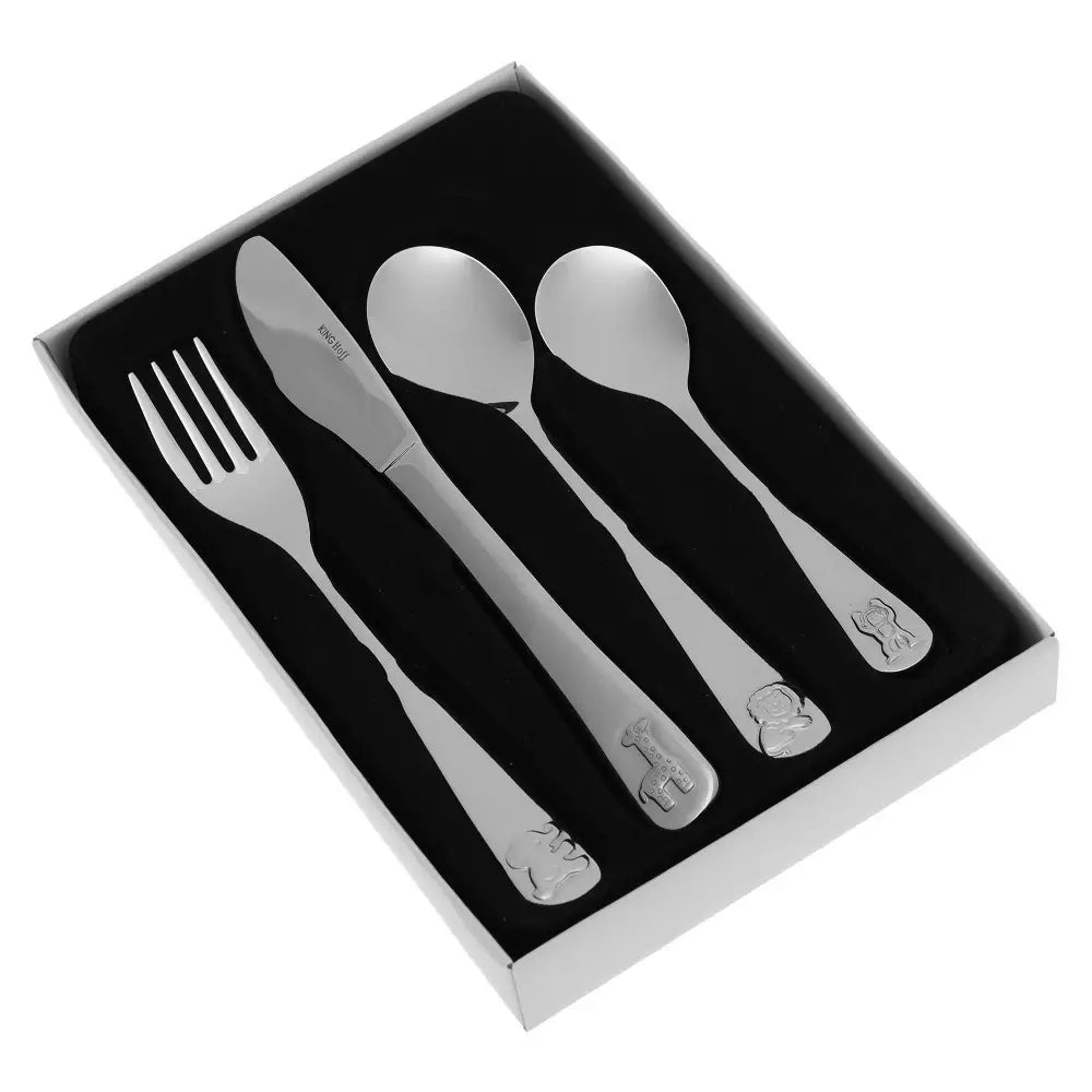 Set de tacâmuri KingHoff Animal pentru copii, 4 piese, oțel inoxidabil