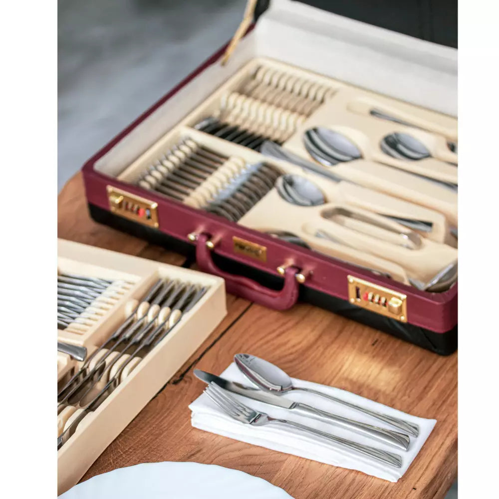 Set de tacâmuri și servire KingHoff, inox, 72 piese