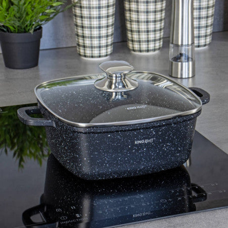 Cuptor și aragaz Kinghoff cu înveliș din marmură, inducție, negru