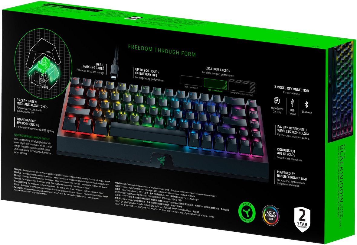 Tastatură de gaming Razer BlackWidow V3 Mini, switch-uri optice verzi, neagră