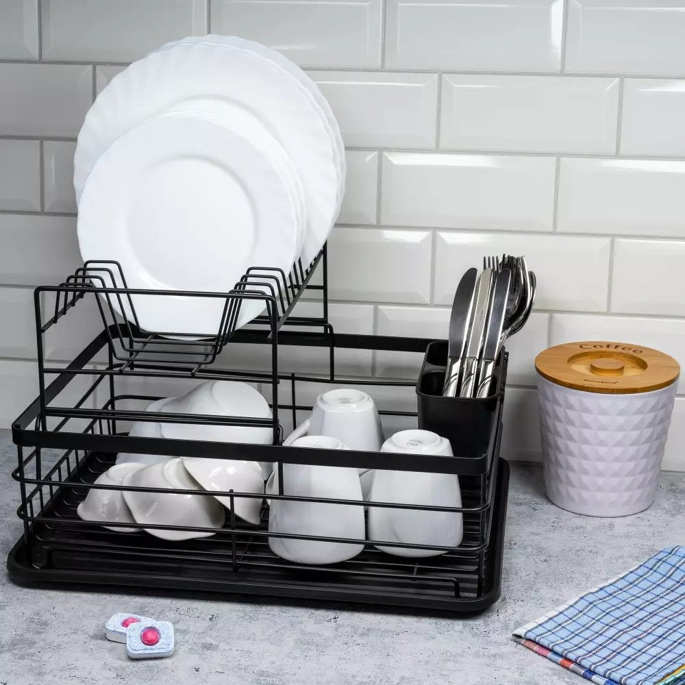 Uscător de vase KingHoff 1716, 2 niveluri, Negru