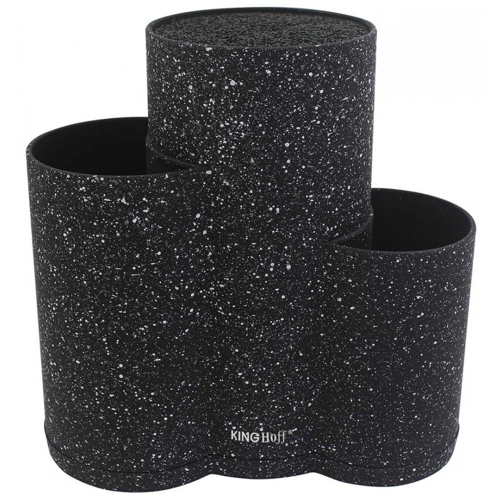 Suport pentru cuțite KingHoff 1561, Finisaj marmorat, 23x10x22.2 cm, Negru