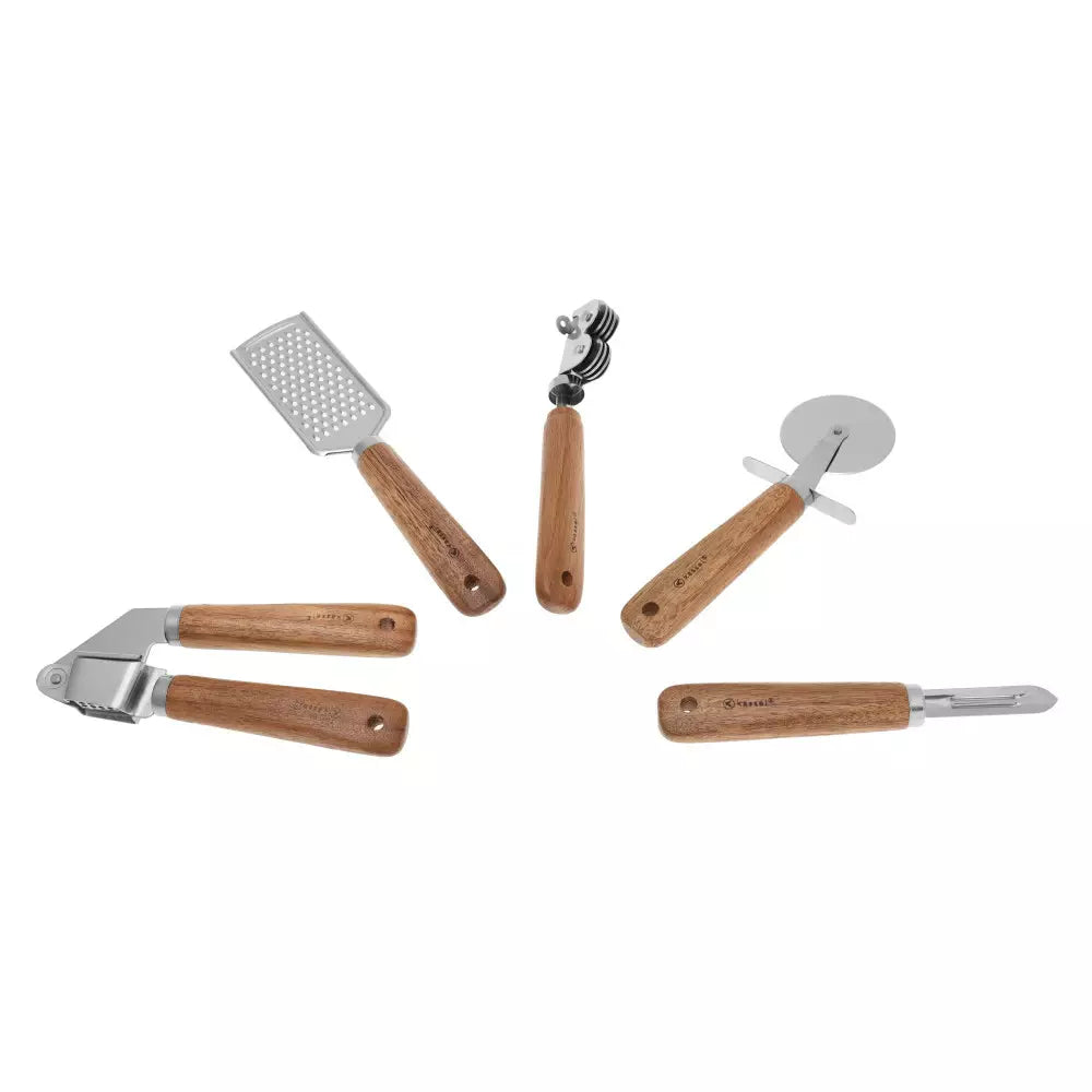 Accesorii de bucătărie Kassel 93706, 5 bucăți, Acacia, Oțel inoxidabil