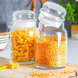 Borcan de sticlă cu capac pentru depozitare LAV Sera, 635 ml, 2 buc.