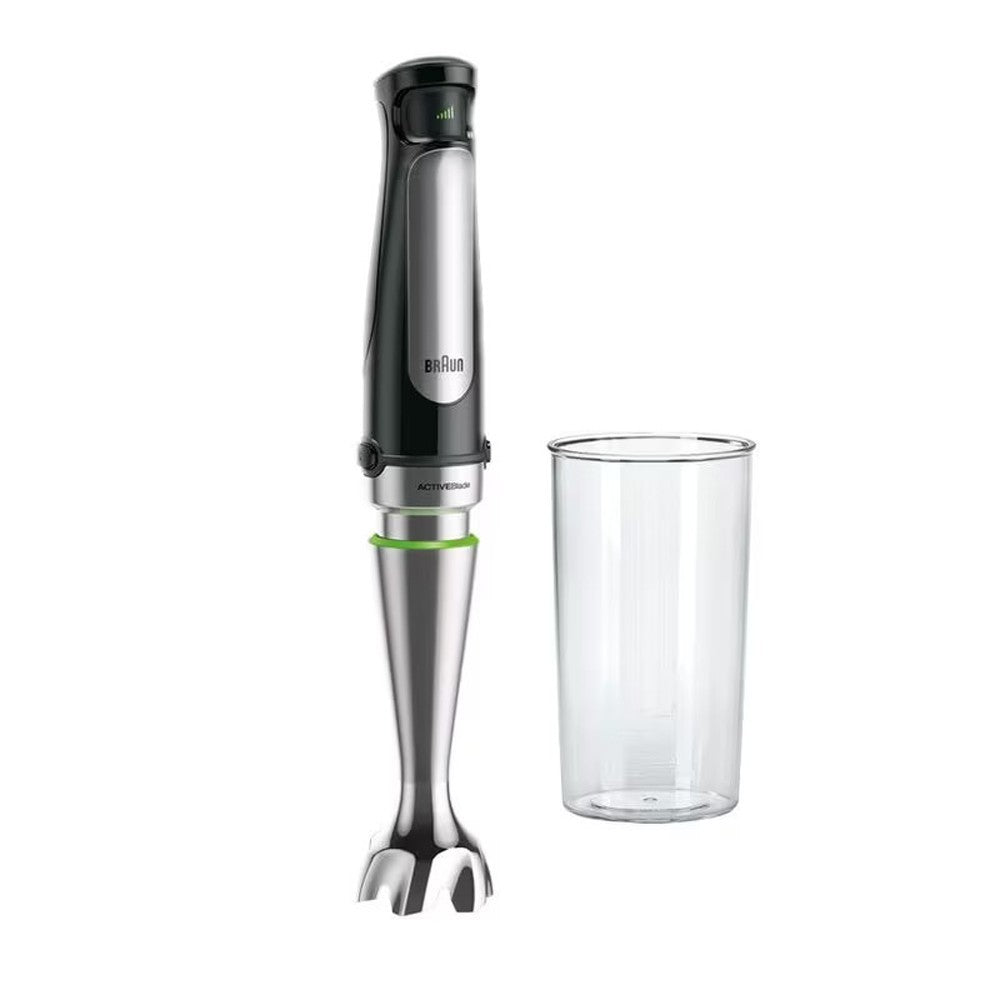 Blender Braun MultiQuick 7025X, 1000 W, Cană gradată 0,6 l, Tocător 0,35 l, Accesoriu din cablu, Viteză variabilă, Negru 
