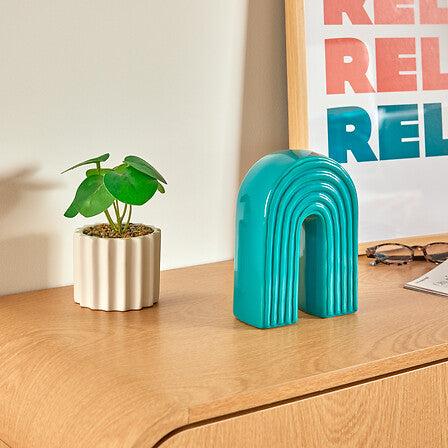 Arc decorativ Atmosphera Flow, Ceramică, Verde, 18 cm