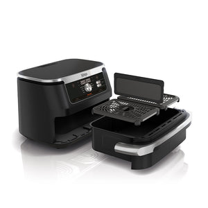 Friteuză cu aer cald Ninja Flex Drawer AF500EU, capacitate 2 kg, 2470 W, interval de temperatură 40 - 240 °C, două zone de gătit, 7 programe, negru