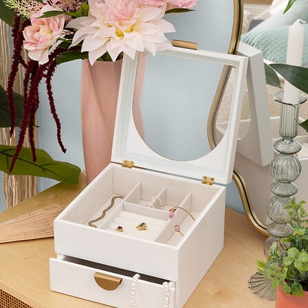 Cutie de depozitare pentru bijuterii Atmosphera Wild Romance, MDF, albă