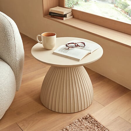 Masuta laterala atmosfera Fylis, Magnesia, Ivory, Ø50 cm