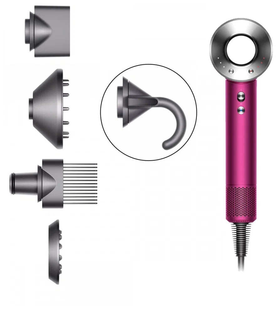 Uscător de păr Dyson Supersonic HD07 Iron/Fuchsia Edition, 1600W, Gri/Roz