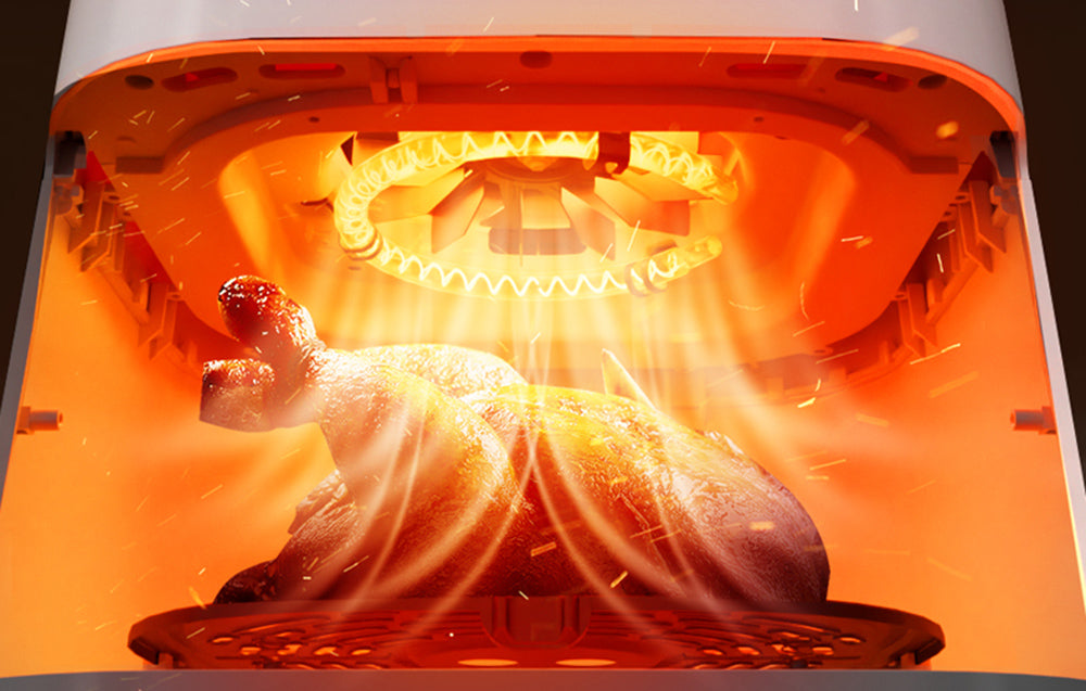 Friteuză cu aer cald Deerma DEM-KZ130W, 1300W, Capacitate 5,5 l, până la 200°C, 6 programe, Negru