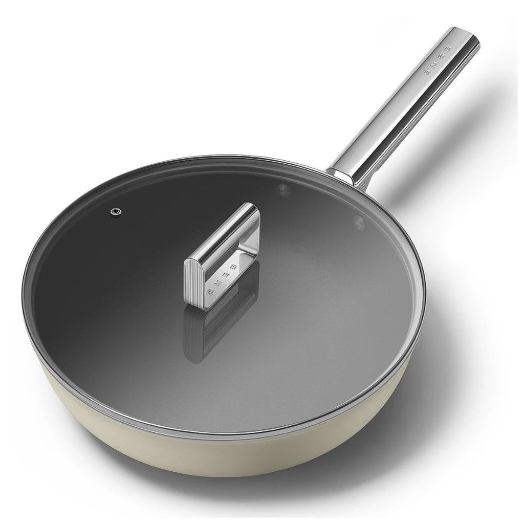 Tigaie wok Smeg KFW3001CRM 30 cm, 5,3 l, Cremă