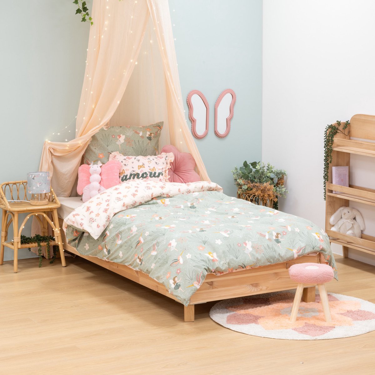 Lenjerie de pat reversibilă pentru copii Atmosphera Fairy, 140x200 cm, bumbac