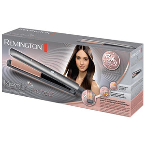 Placă de îndreptat părul Remington Keratin Protect S8598, înveliș ceramic, 230°C, gri